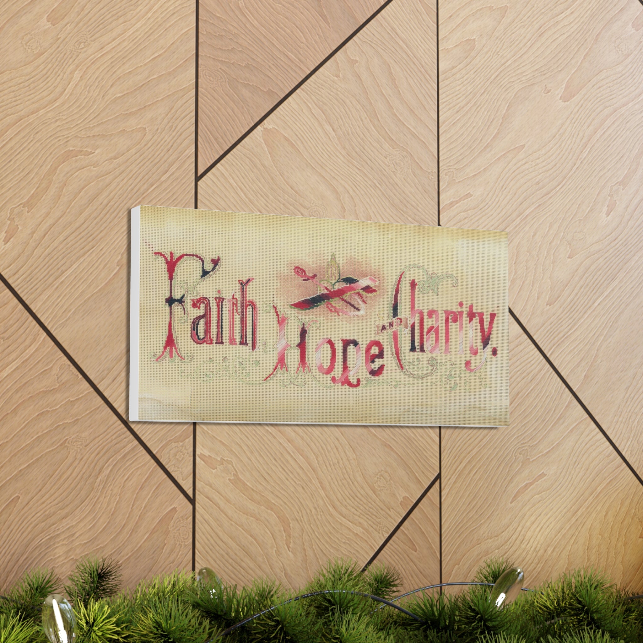 Faith Hope Charity Cross Stitch Replica Canvas Print