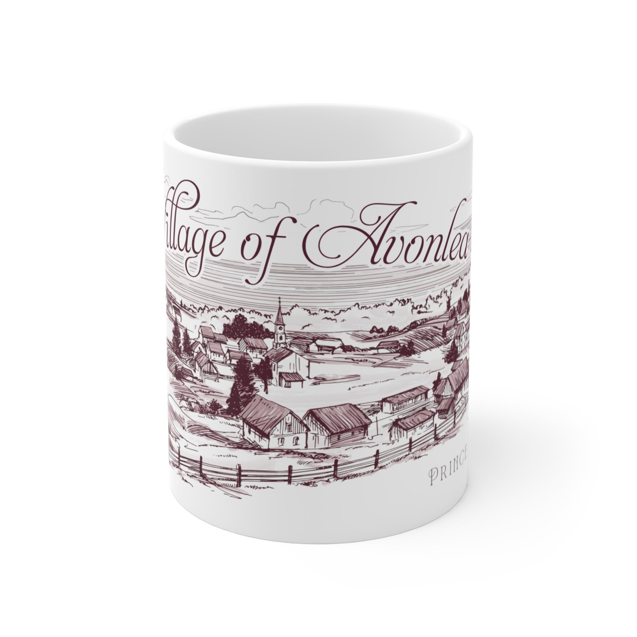Village of Avonlea Vintage Illustration Mug (Maroon)