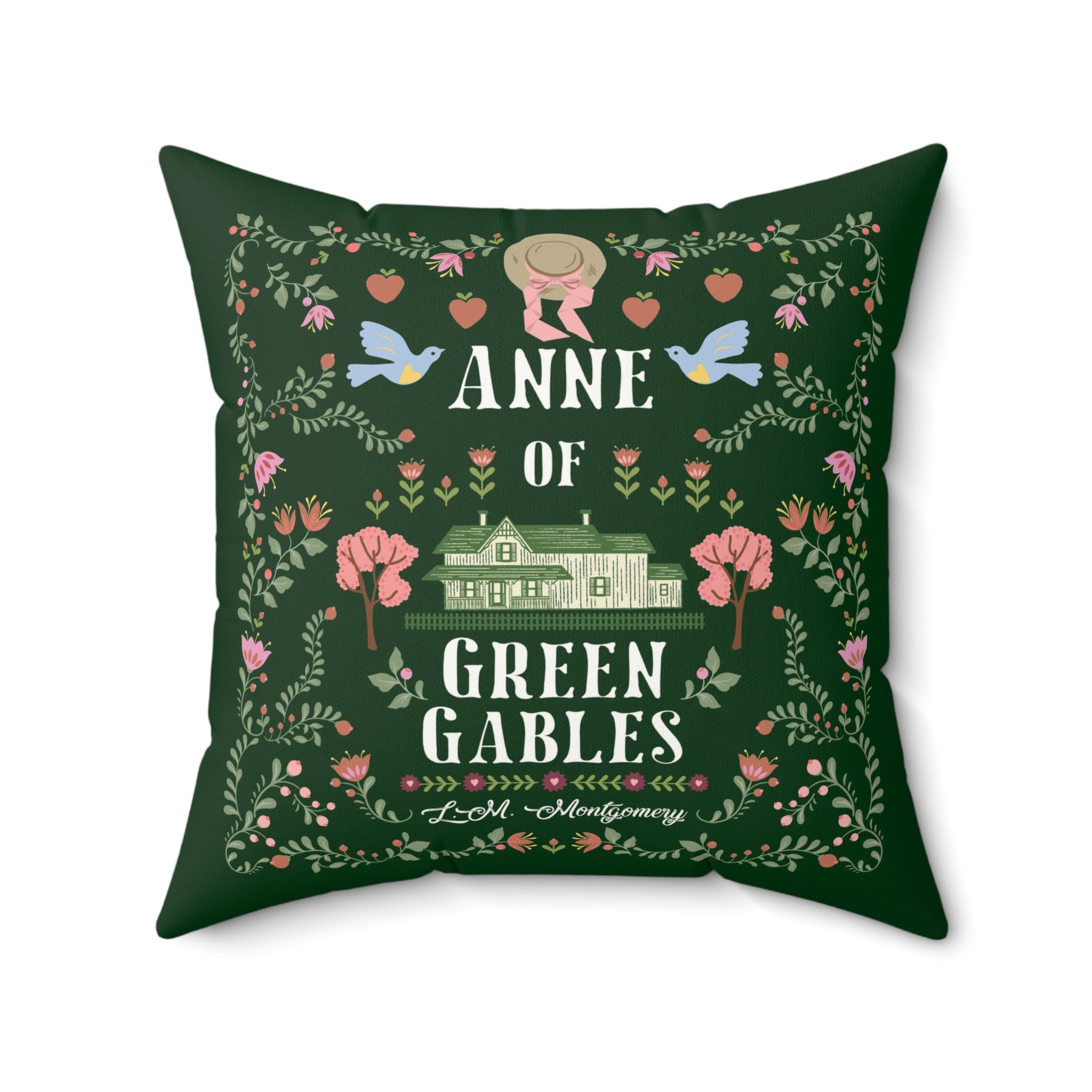 Anne of Green Gables Folk Art Duo-tone Throw Pillow - Green/Mint