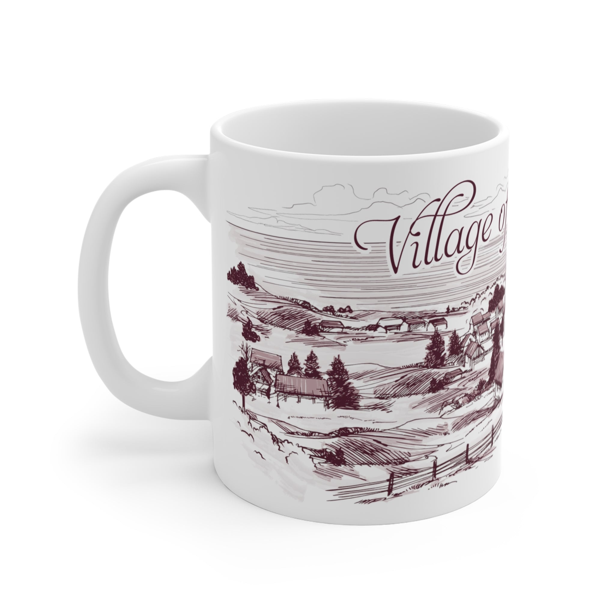 Village of Avonlea Vintage Illustration Mug (Maroon)