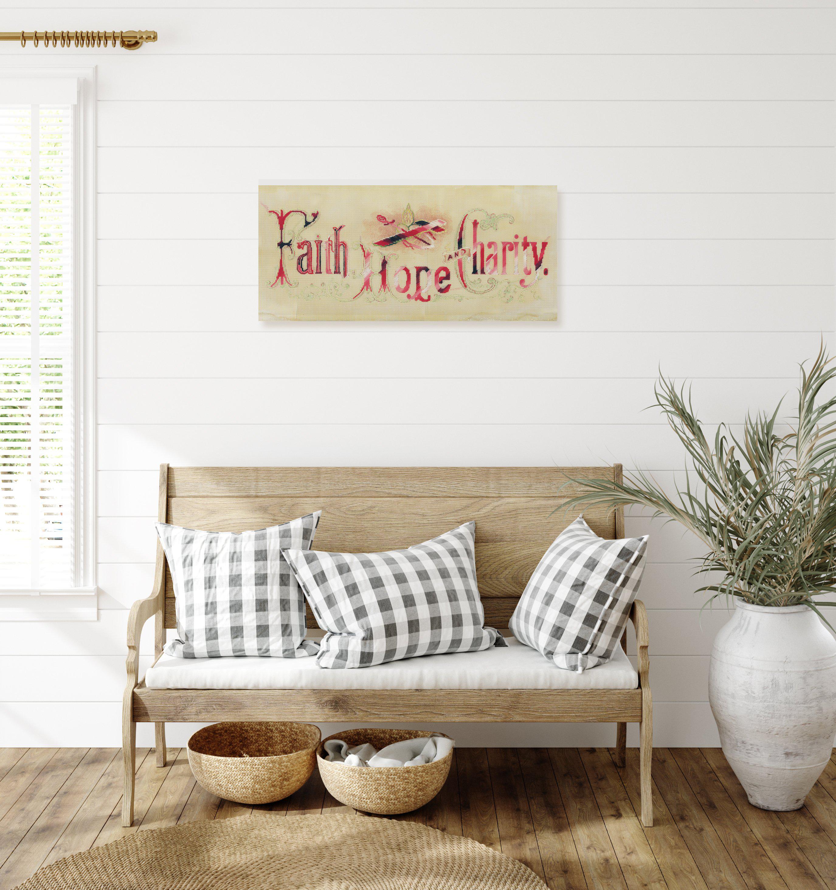 Faith Hope Charity Cross Stitch Replica Canvas Print