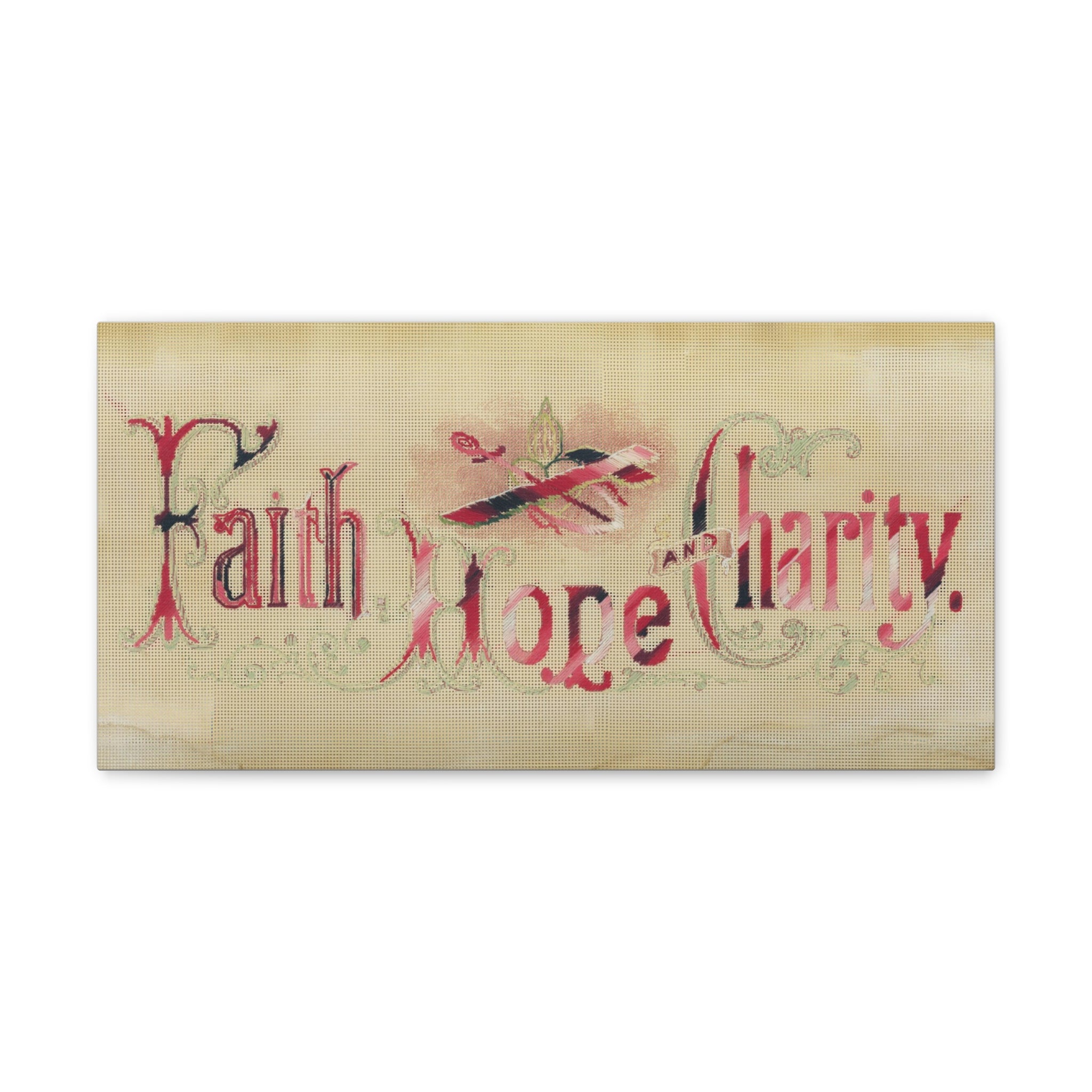 Faith Hope Charity Cross Stitch Replica Canvas Print