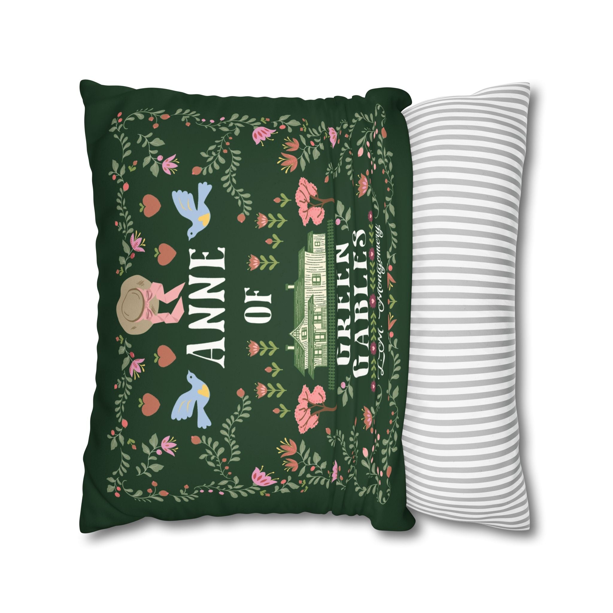 Anne of Green Gables Folk Art Duo-tone Throw Pillow - Green/Mint