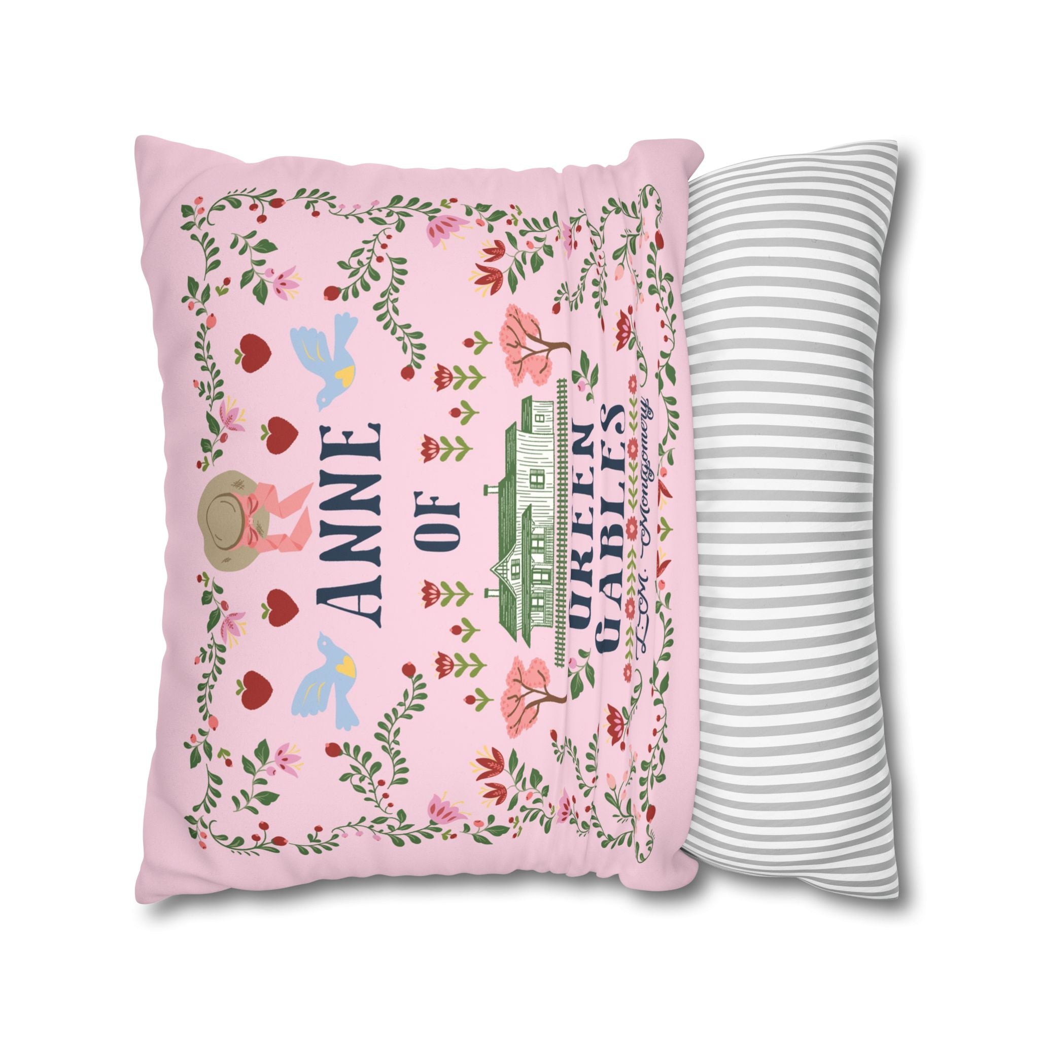 Anne of Green Gables Folk Art Duo-tone Throw Pillow - Wine/Pink