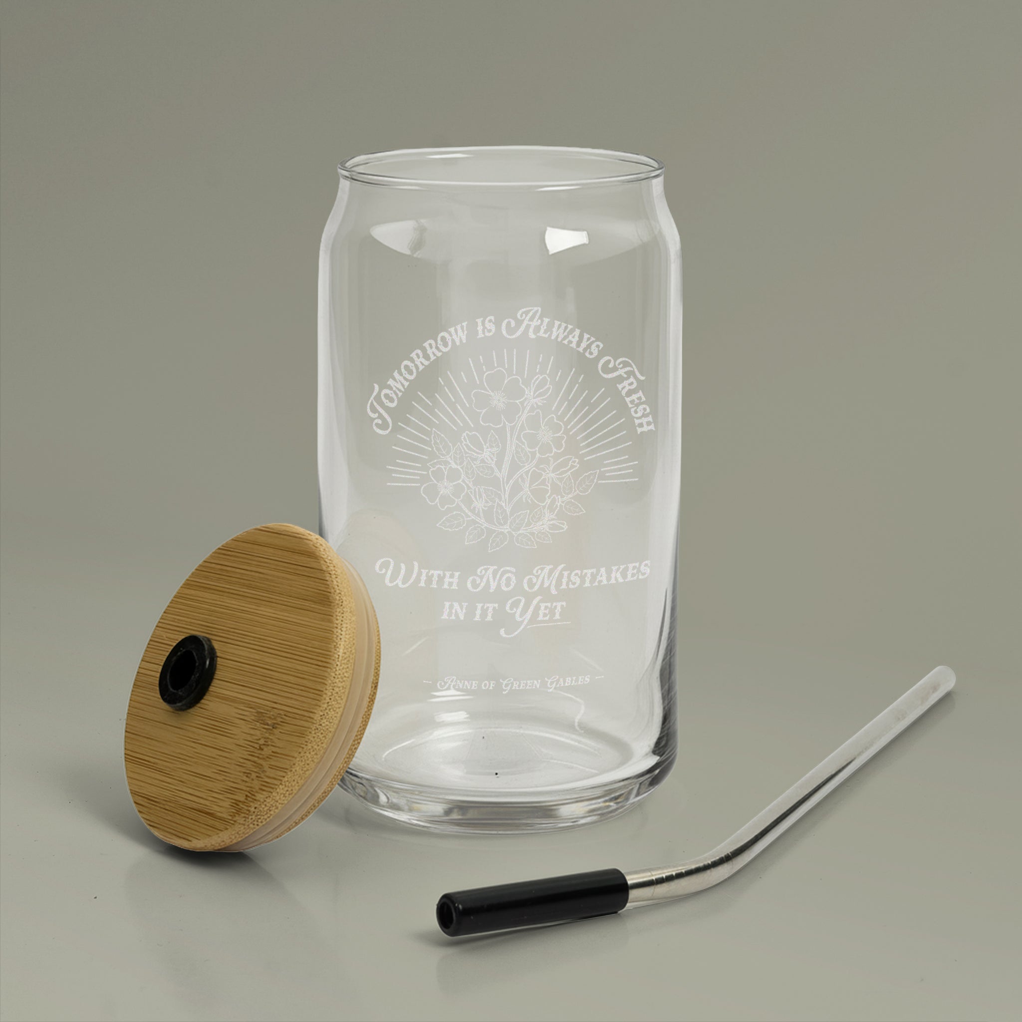 Tomorrow Is Always Fresh Engraved Glass Can