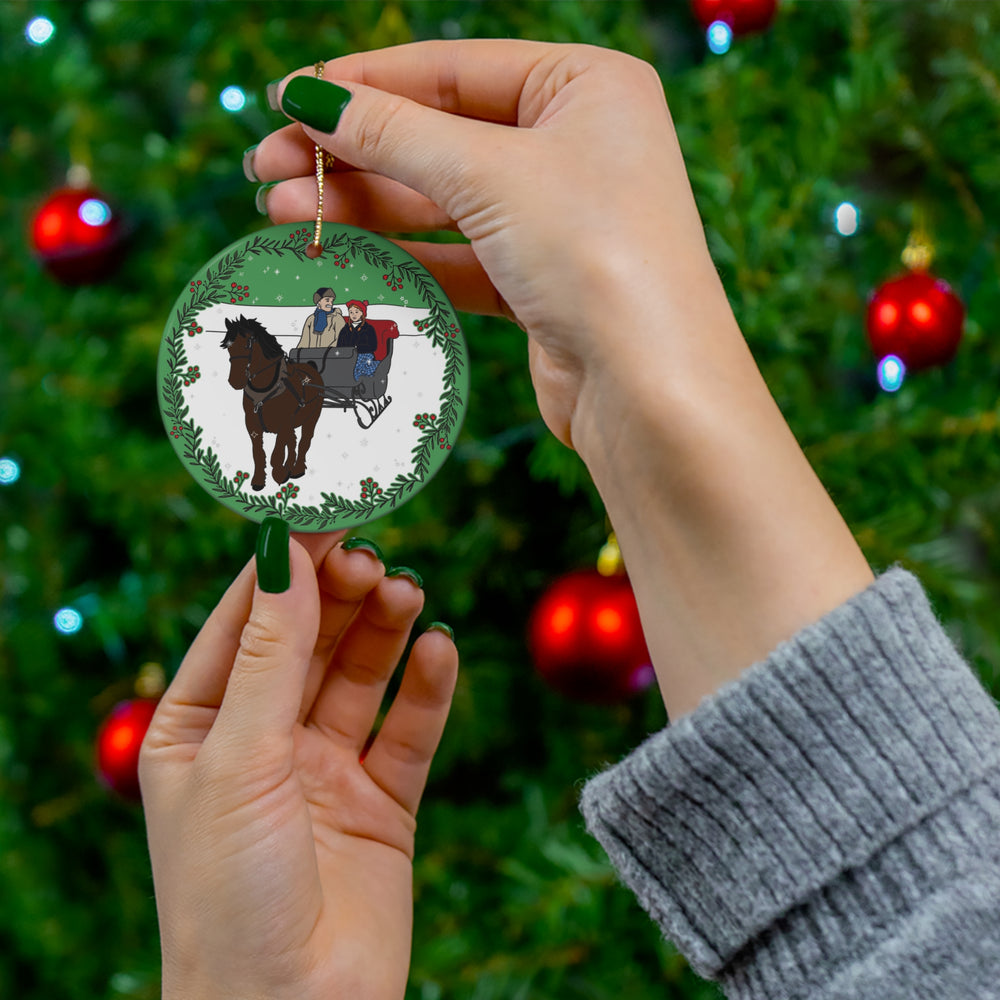 Anne & Matthew Sleigh Ride Ceramic Ornament