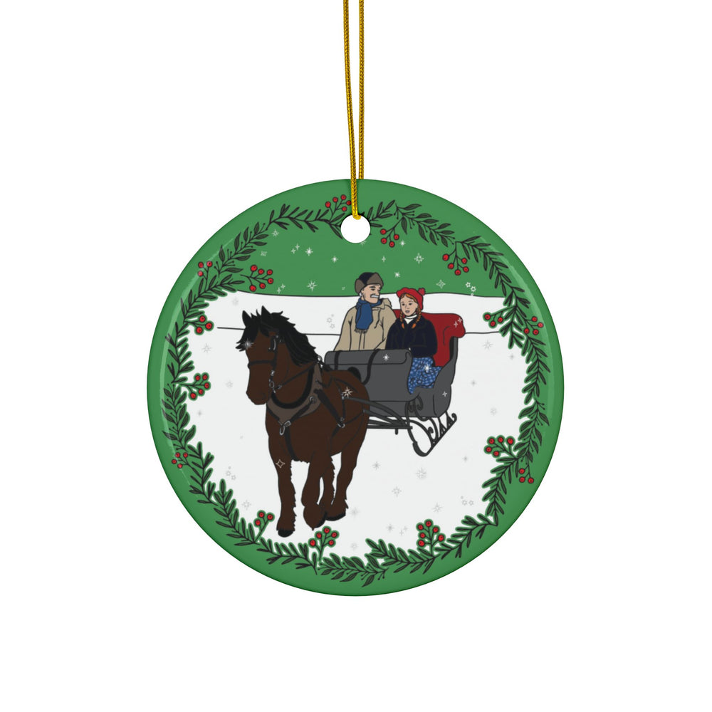 Anne & Matthew Sleigh Ride Ceramic Ornament