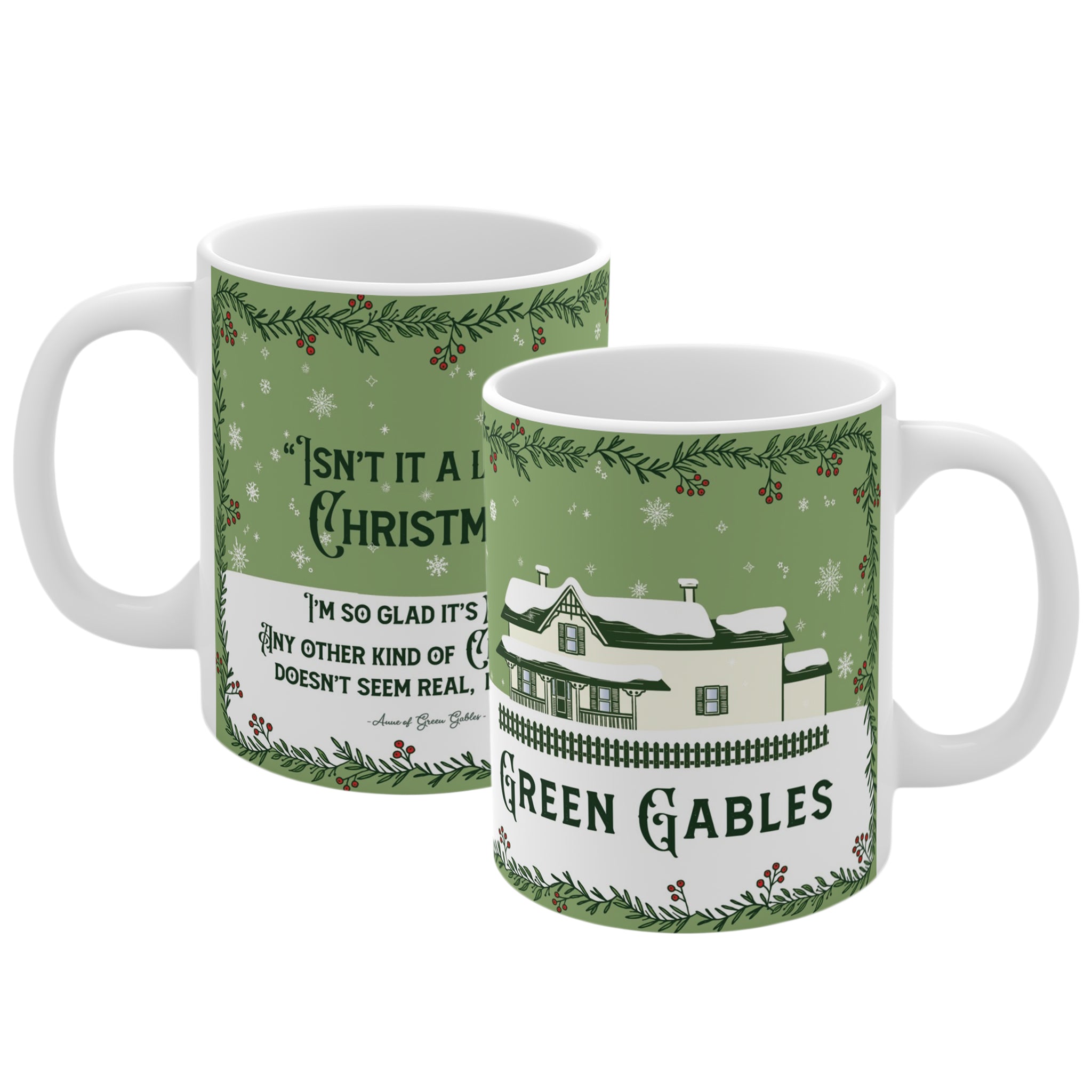 Green Gables White Christmas Mug