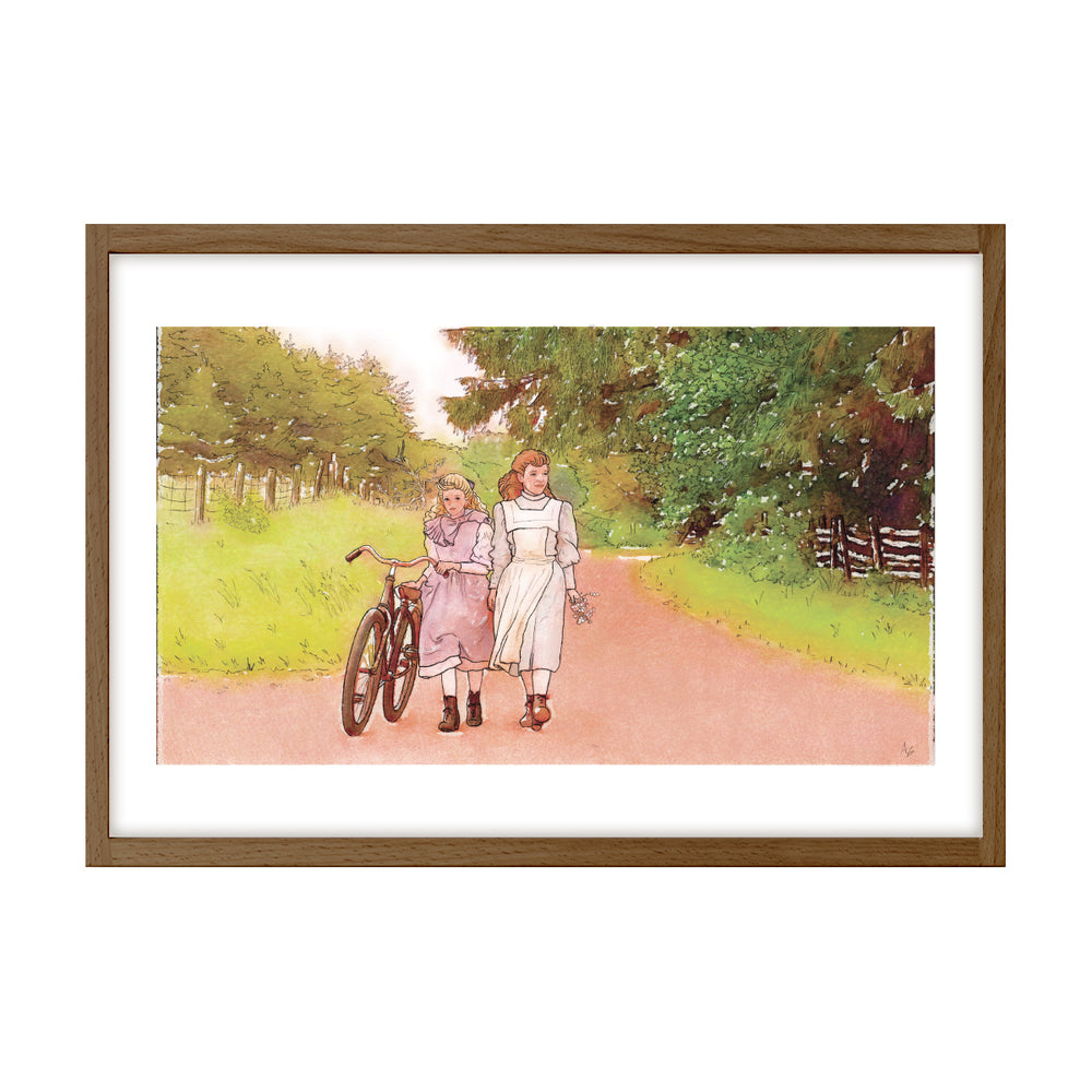 "Bicycle Walk" Limited Edition Illustrated Print on Watercolor Paper