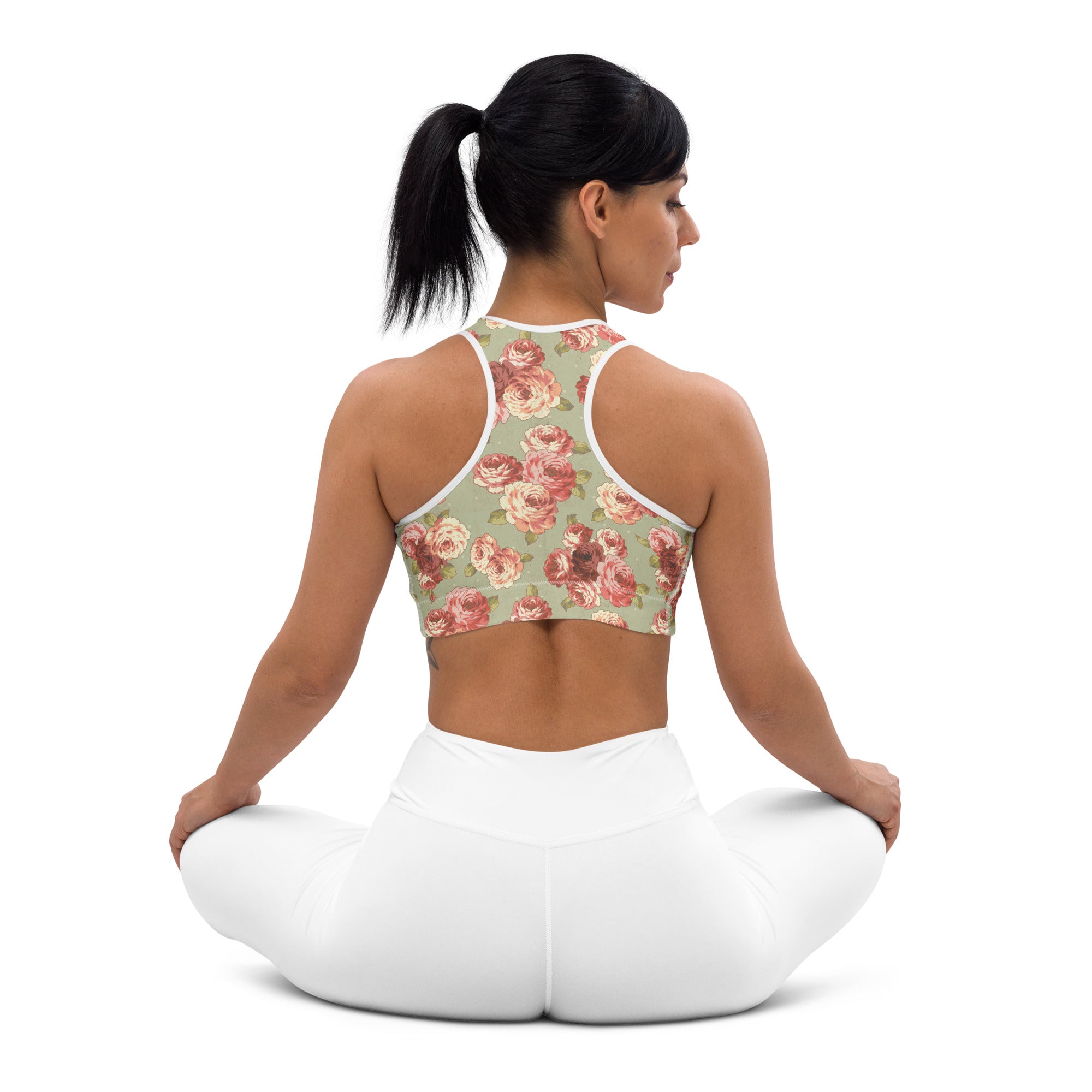 Vintage Rose Padded Sports Bra