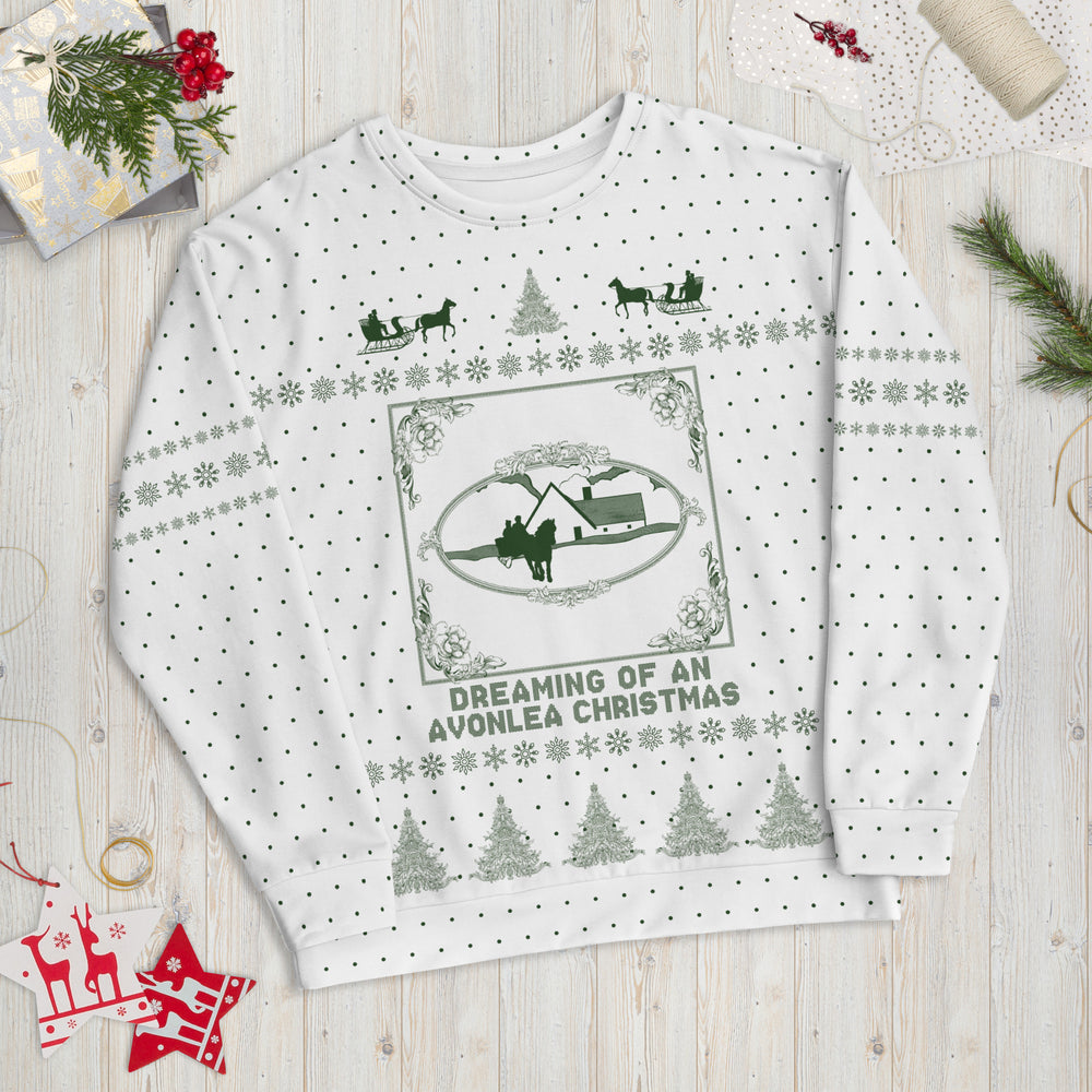 "Green Gables" White Holiday Sweatshirt