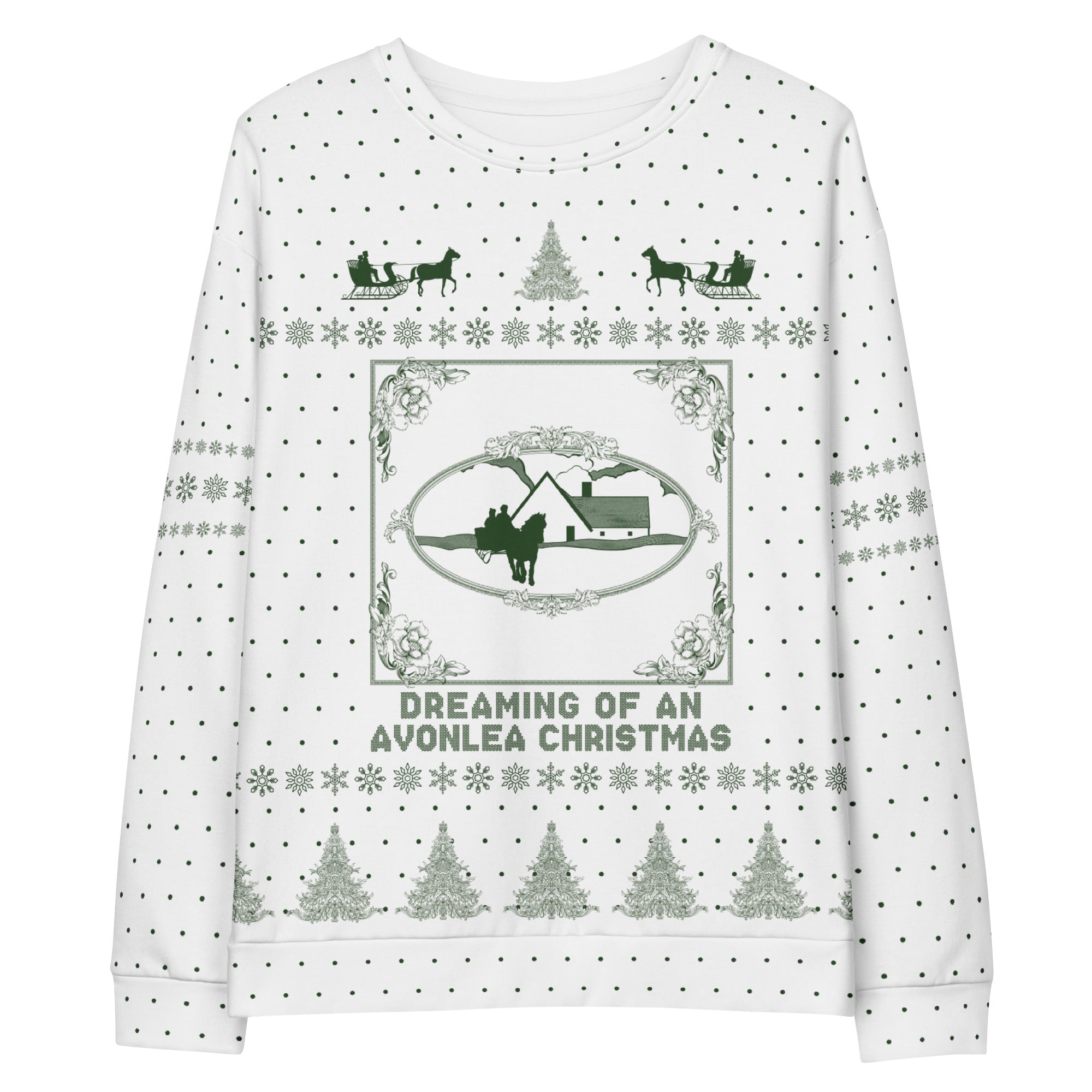 "Green Gables" White Holiday Sweatshirt