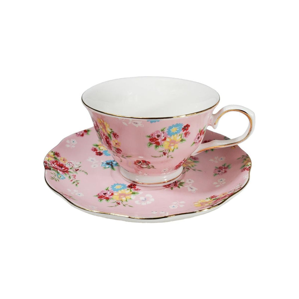 Barry's Picnic - Pink & Red 4 Piece Tea Cups and Saucers