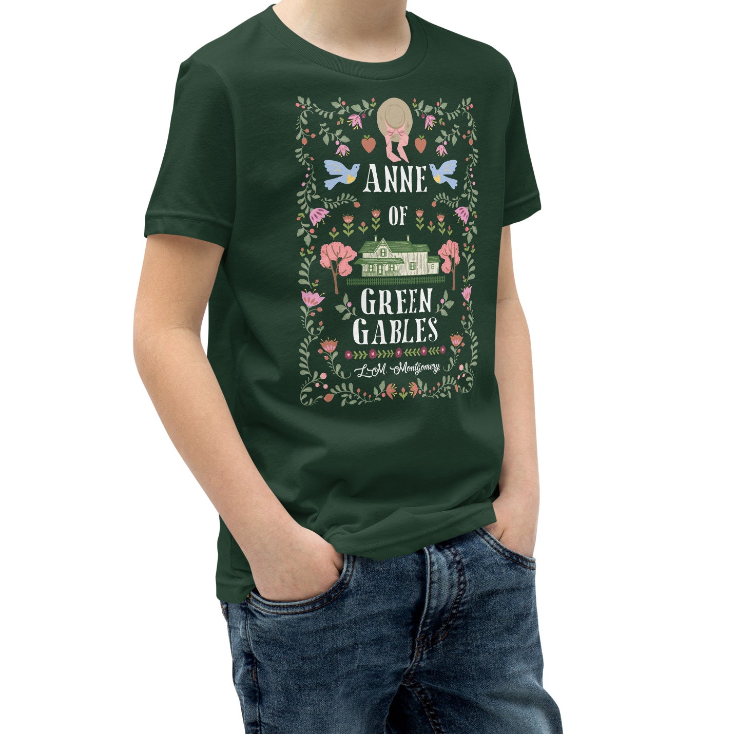 Women's T-Shirts [Out of Print] L. M. Montgomery / Anne of Green Gables Relaxed Fit Tee [Puffin in Bloom] (Vintage Navy) (Womens) B-1268_Puffin-in-Bloom-Anne-of