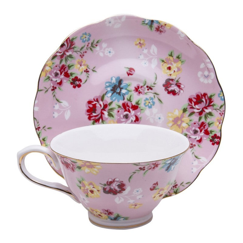 Barry's Picnic - Pink & Red 4 Piece Tea Cups and Saucers