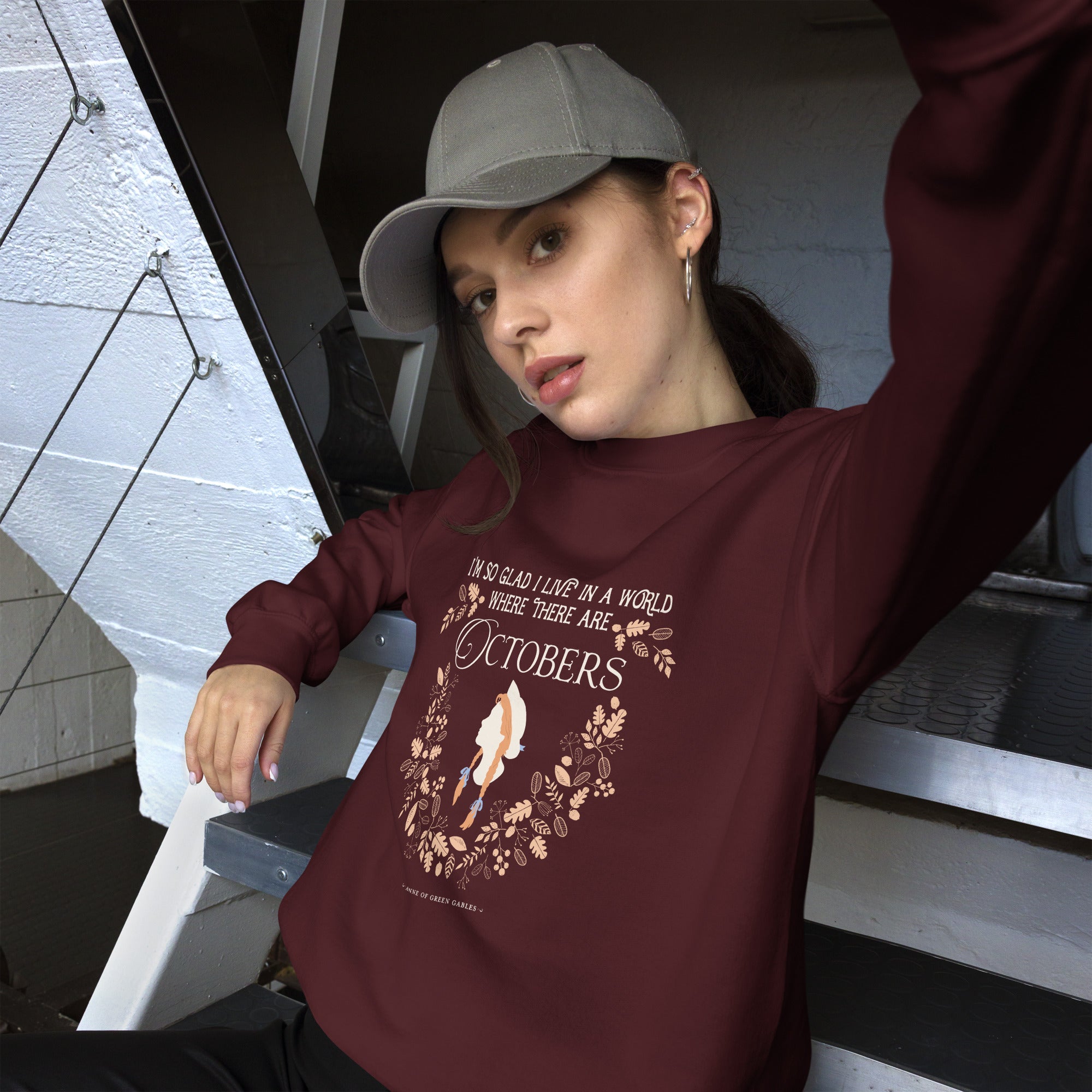 Anne Crest October Quote Crew Neck Sweatshirt