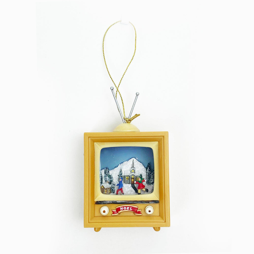 Retro TV Ornament-Children Playing in Snow