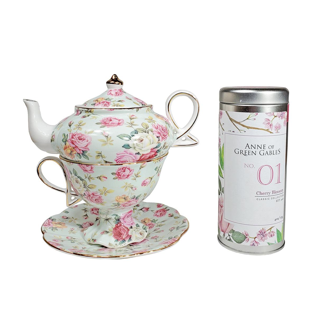 Barry's Picnic - Blue Rose Chintz 4 Piece Tea for One