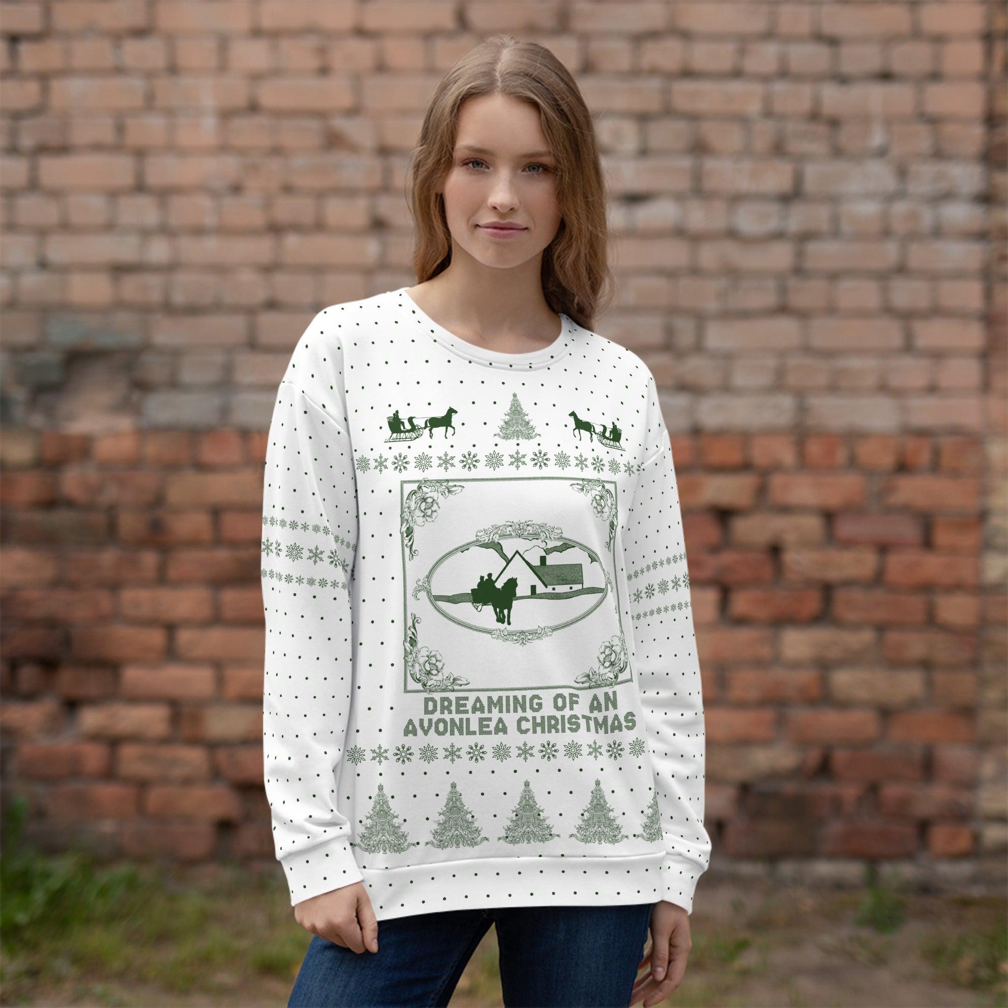 "Green Gables" White Holiday Sweatshirt